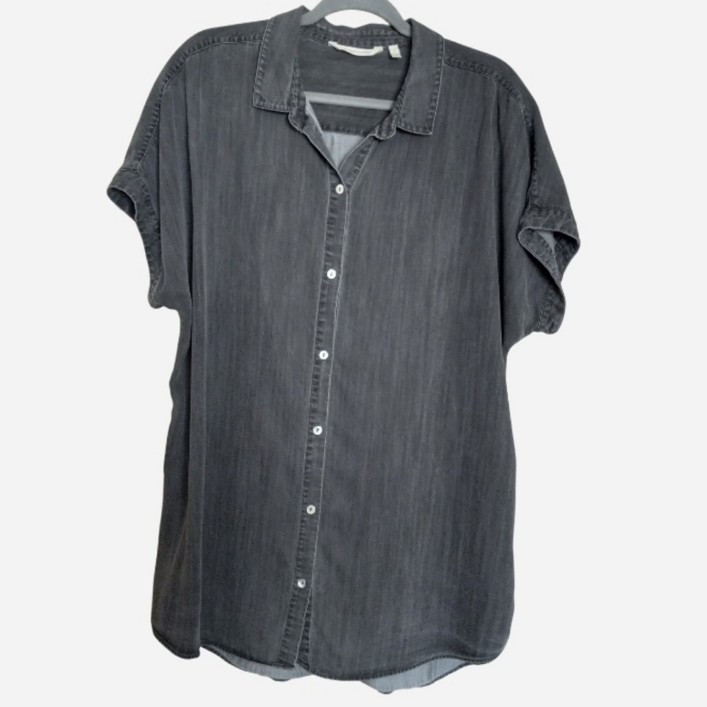 Soft Surroundings Je Veux Tencel Lyocell Grey Tunic Shirt